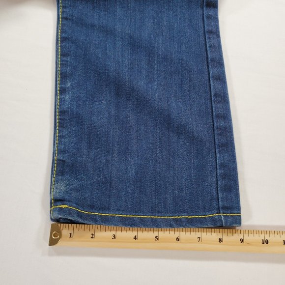 Clench Jeans Mens 36x32 Blue Denim Baggy Straight Leg Patchwork Grunge Vintage - Picture 16 of 16